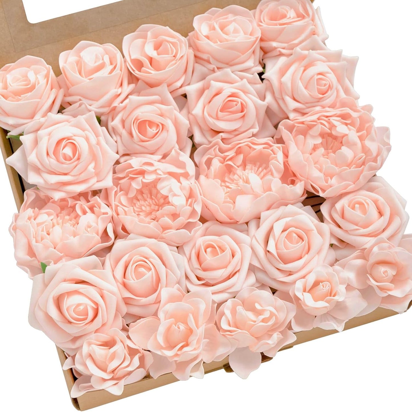 Ling's Moment Artificial Flowers Fake Roses Faux Peony Foam Gardenia Combo for DIY Wedding Bouquets Centerpieces Arrangements Bridal Shower Party Home Decorations, Purple, 23pcs