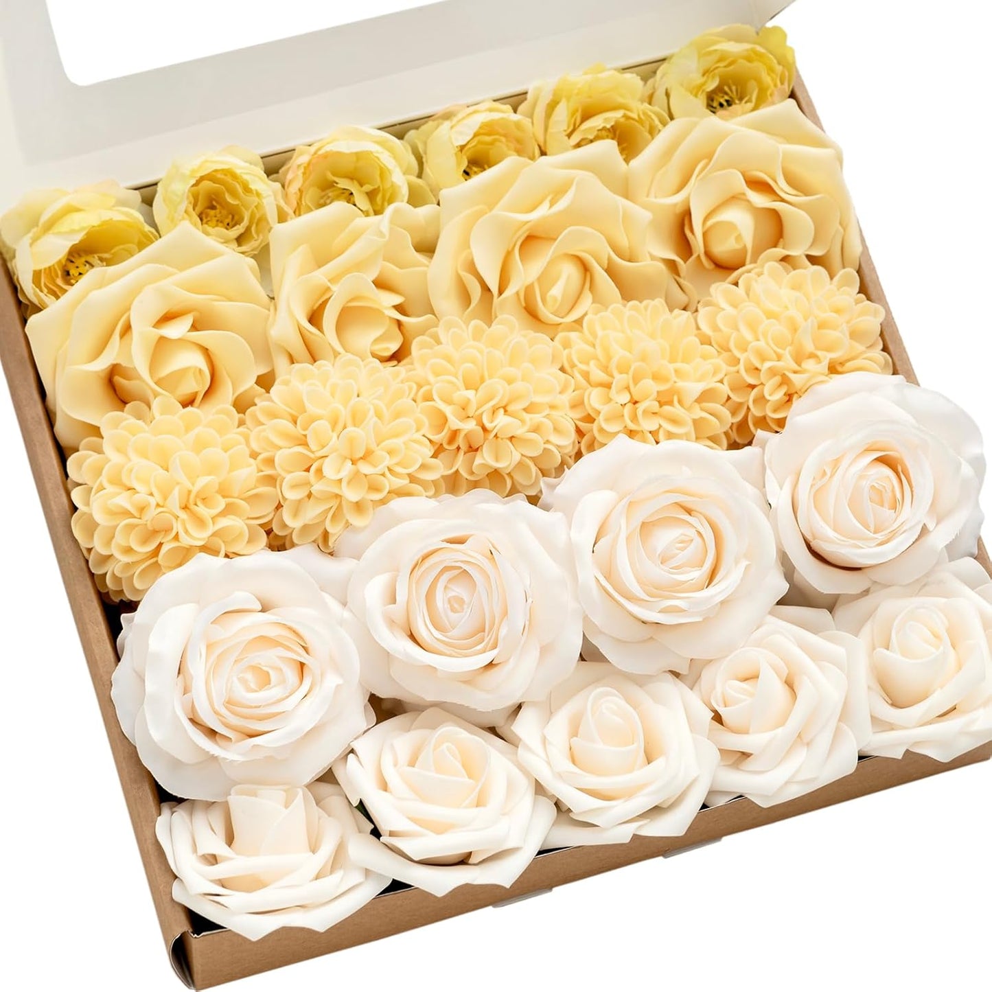 Ling's Moment Artificial Flowers Fake Roses Faux Peony Foam Gardenia Combo for DIY Wedding Bouquets Centerpieces Arrangements Bridal Shower Party Home Decorations, Purple, 23pcs