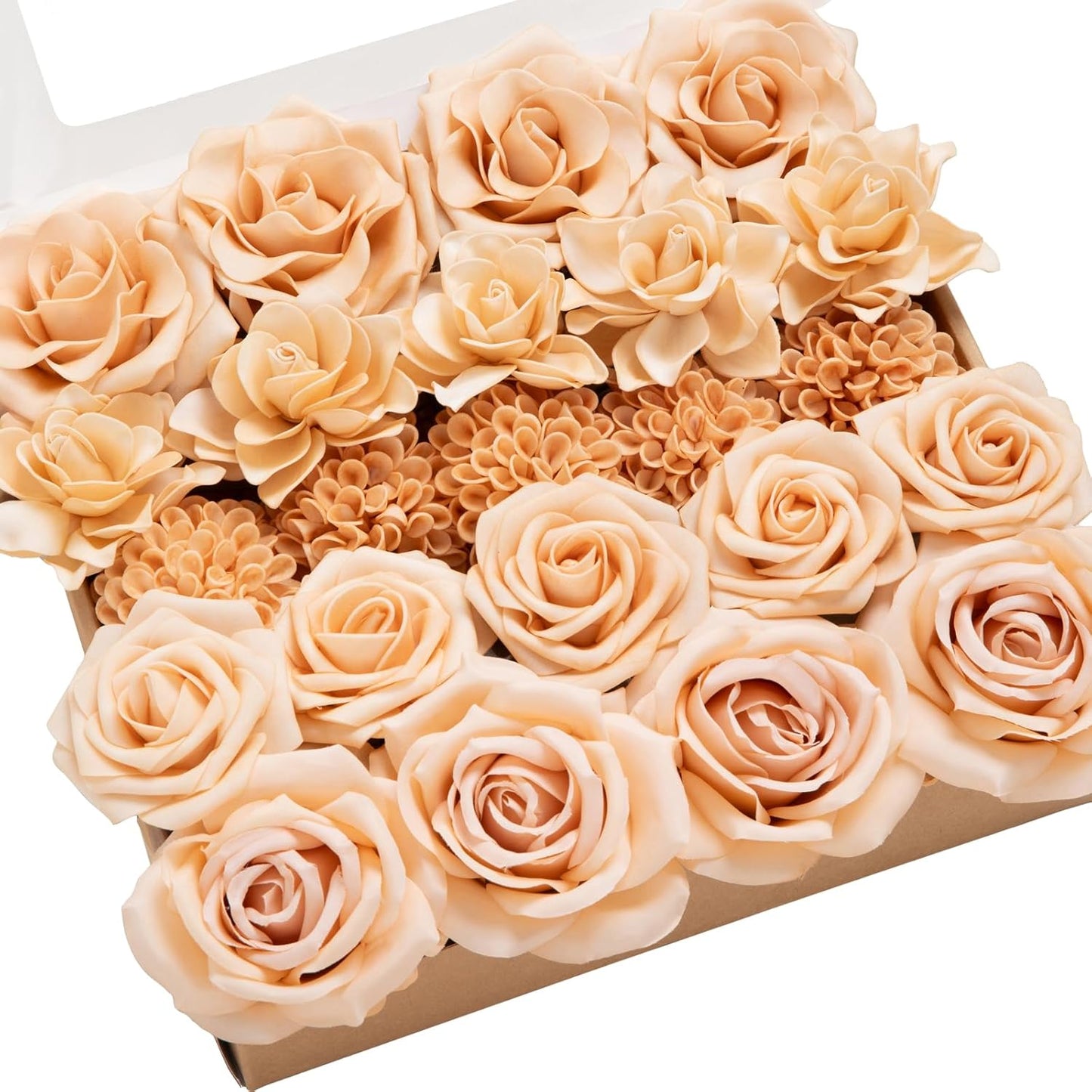 Ling's Moment Artificial Flowers Fake Roses Faux Peony Foam Gardenia Combo for DIY Wedding Bouquets Centerpieces Arrangements Bridal Shower Party Home Decorations, Purple, 23pcs