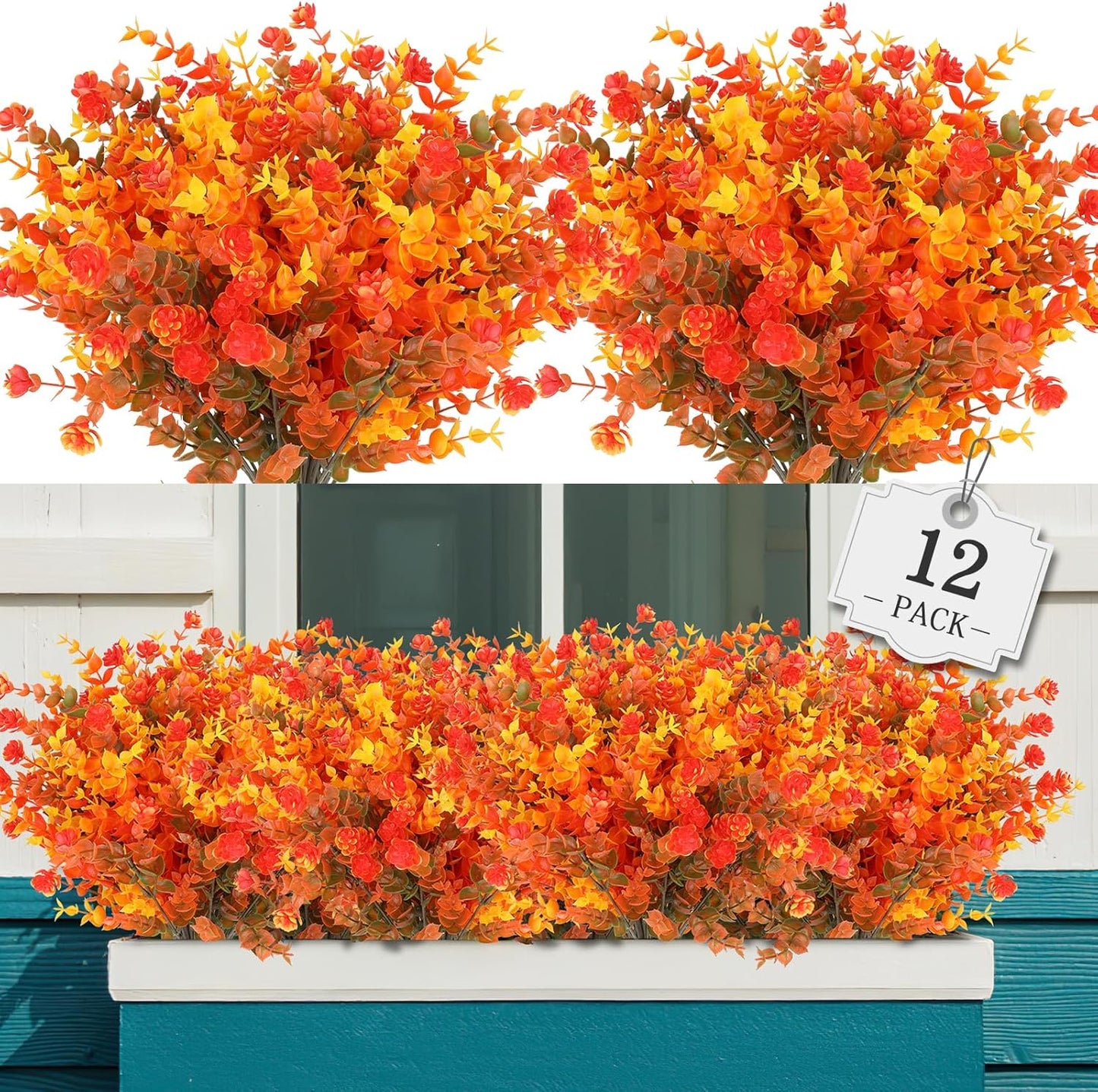 AGIRL 24 Bundles Artificial Flowers Outdoor,No Fade Fake Plastic Flowers Faux Plants for Decoration Hanging Planters Indoor Outside Garden Porch Window Box Home Farmhouse Wedding