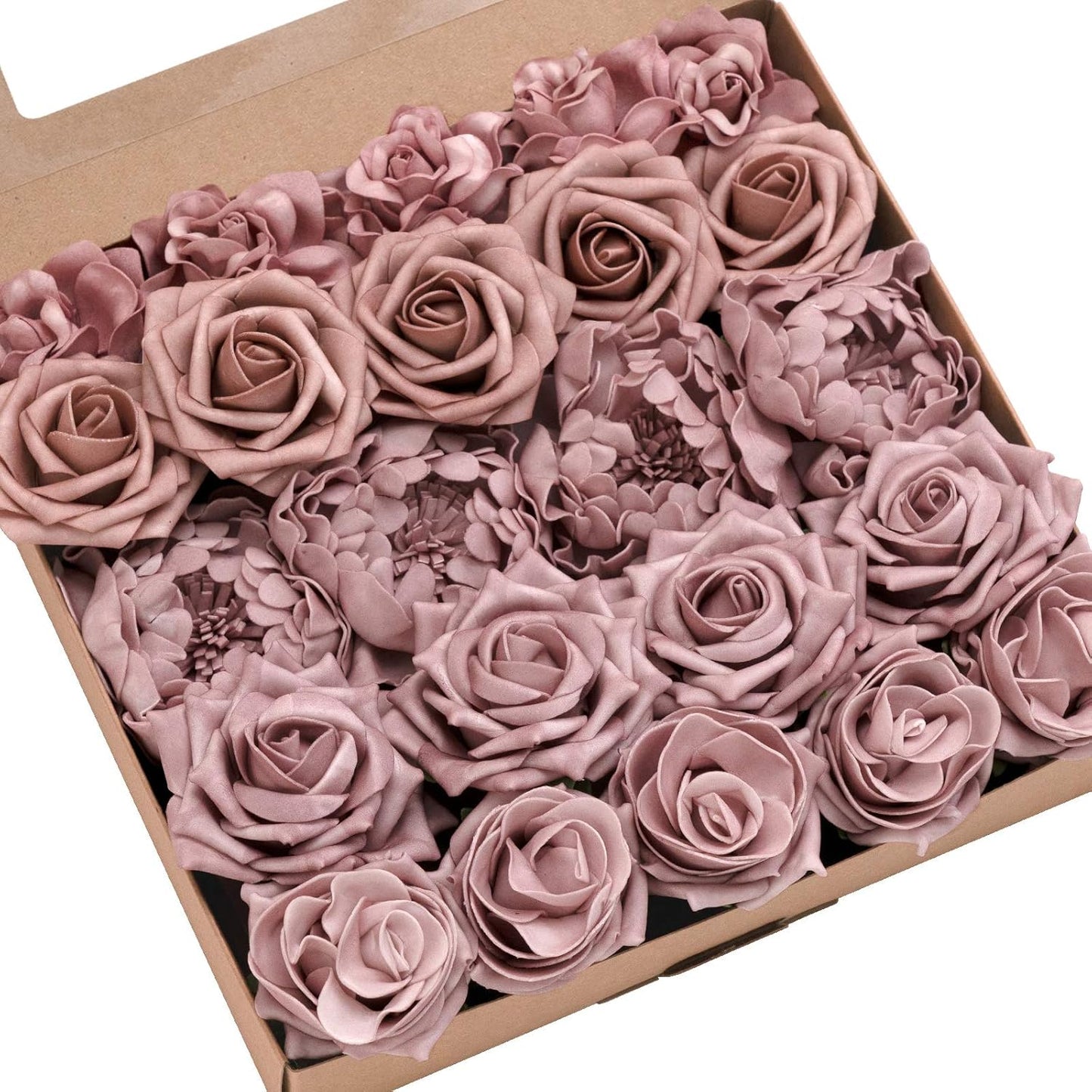 Ling's Moment Artificial Flowers Fake Roses Faux Peony Foam Gardenia Combo for DIY Wedding Bouquets Centerpieces Arrangements Bridal Shower Party Home Decorations, Purple, 23pcs