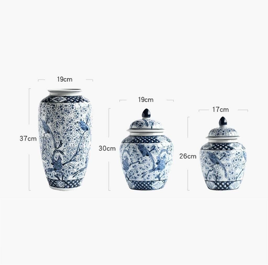 Blauw and Wit Porcelain Ceramic Vase, Decorative Flower Pots for Centerpieces, Living Room Décor, Fresh or Dried Flowers, 17-37cm