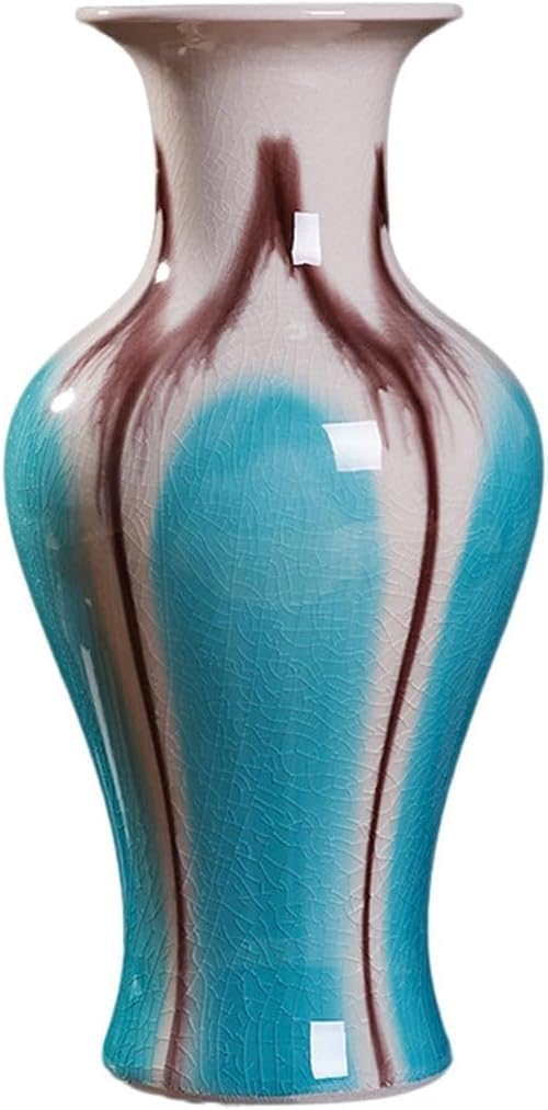 Ceramic Decorative Vase Living Room Crafts Ornaments Dried Flowers Flower Arrangement Vase(G-w16 x H32cm)