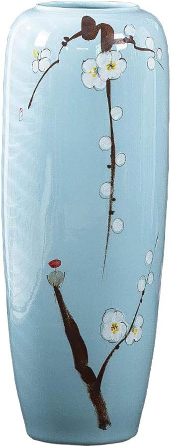 Decorative Vases Boutique Blue Vase Decoration Living Room Office New Floor Ceramic Large Vase Decoration 4 Sizes to Choose from,