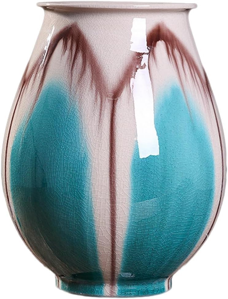 Ceramic Decorative Vase Living Room Crafts Ornaments Dried Flowers Flower Arrangement Vase(G-w16 x H32cm)