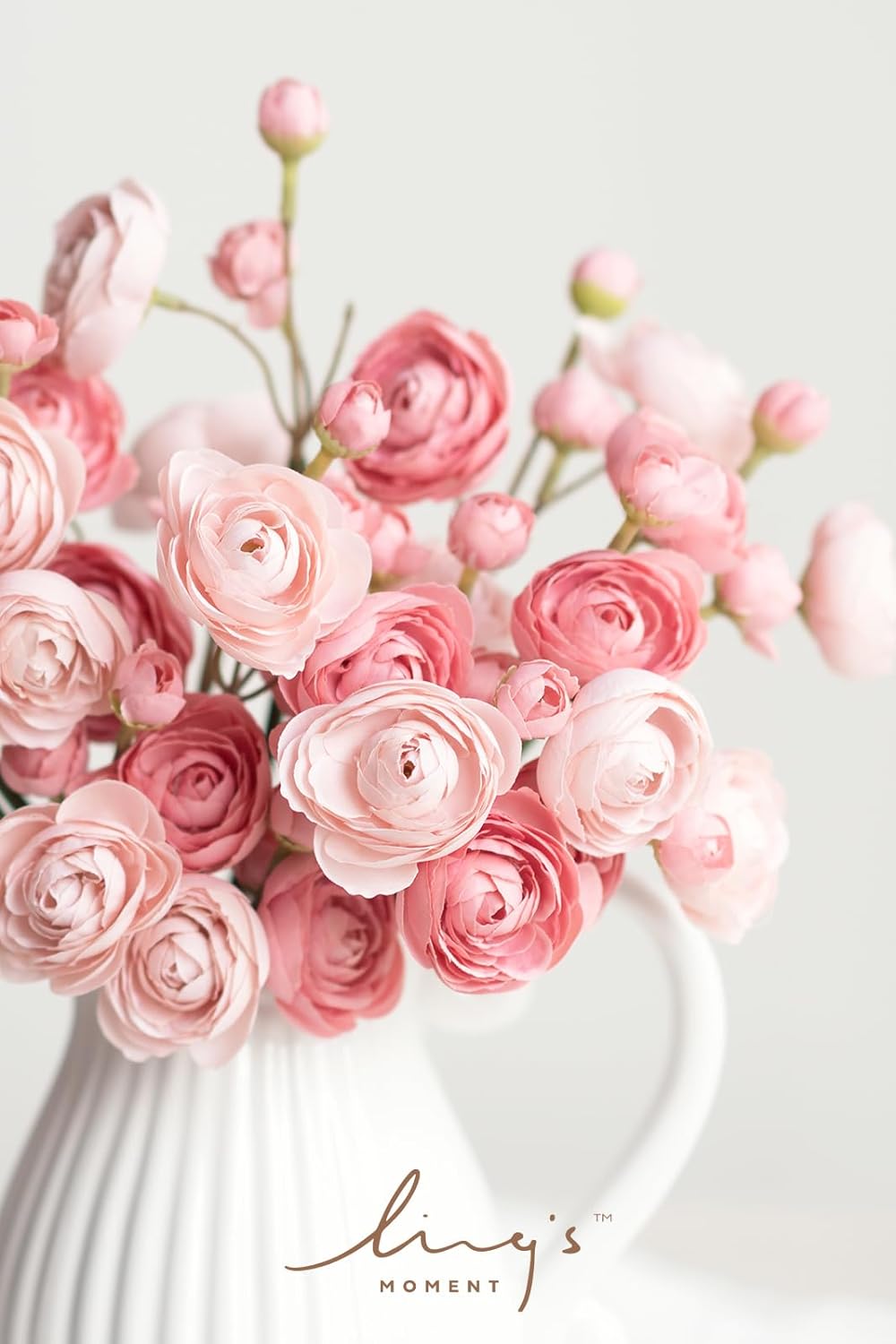 Ling's Moment Ranunculus Artificial Flower, Faux Silk Mini Ranunculus Flowers for DIY Bouquet, Bulk Fake Wedding Filler Flowers for Centerpieces Arrangements Bridal Shower Decorations, Dusty Rose