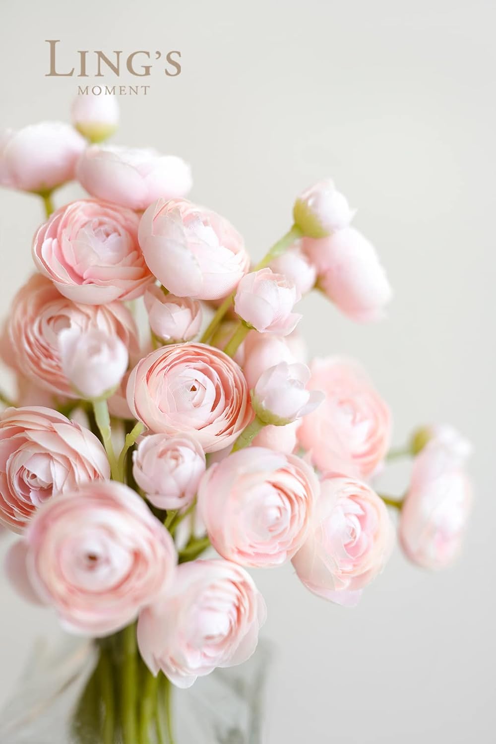 Ling's Moment Ranunculus Artificial Flower, Faux Silk Mini Ranunculus Flowers for DIY Bouquet, Bulk Fake Wedding Filler Flowers for Centerpieces Arrangements Bridal Shower Decorations, Dusty Rose