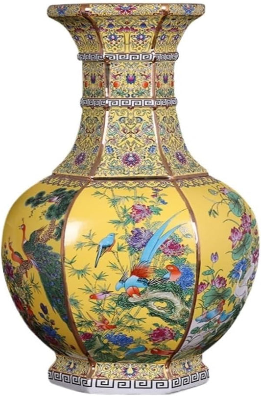 Flower Vase,Glass Vases Floor-Standing Vase Ceramic Decorative Vase Antique Chinese Enamel Porcelain Home Crafts Ornament Vase Vase,Blue,A