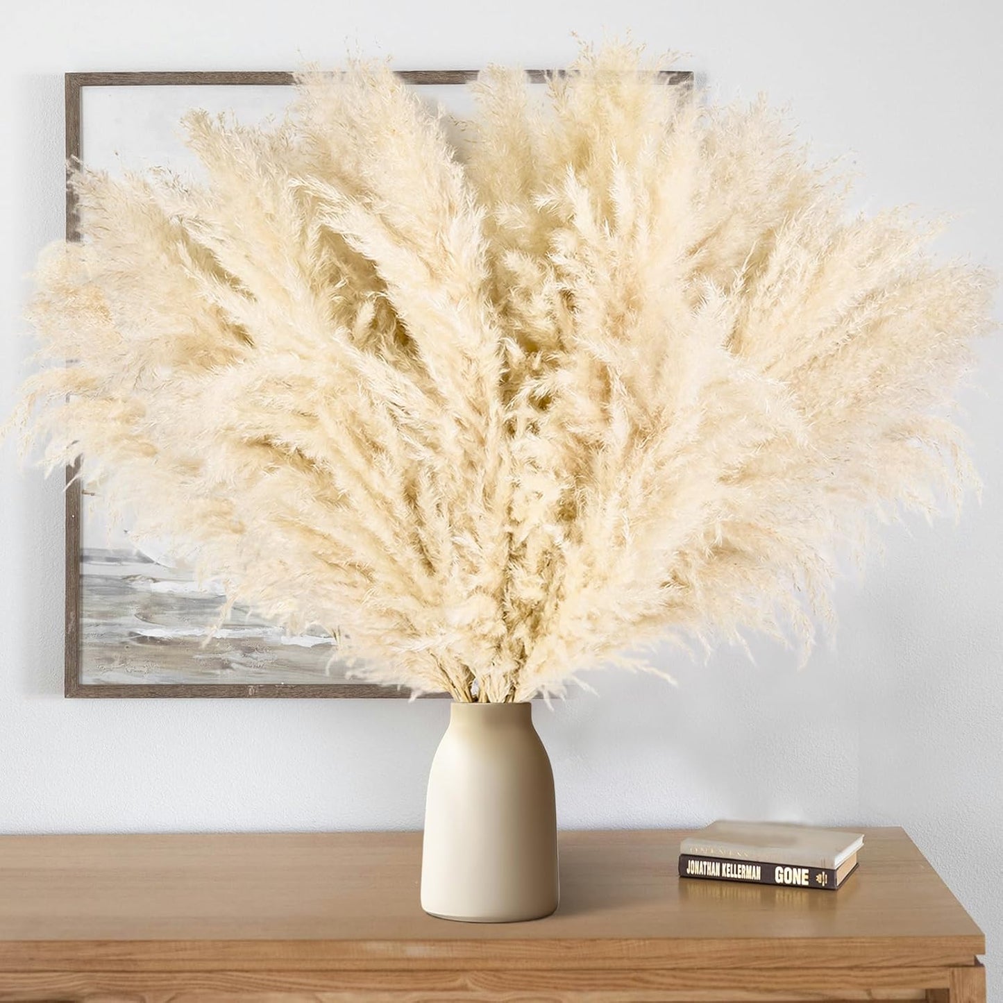 40" 33PCS Dried Pampas Grass Decor Tall,Large Natural Beige pompas Grass Tall Pampas Grass for Floor Vase,Wedding,Party,Farmhouse,Boho Home Decor,and Creating a Bohemian Ambiance