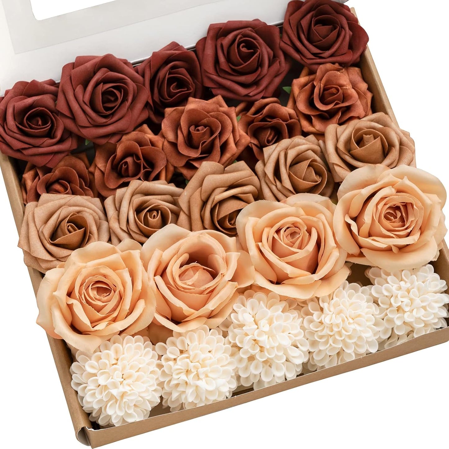 Ling's Moment Artificial Flowers Fake Roses Faux Peony Foam Gardenia Combo for DIY Wedding Bouquets Centerpieces Arrangements Bridal Shower Party Home Decorations, Purple, 23pcs
