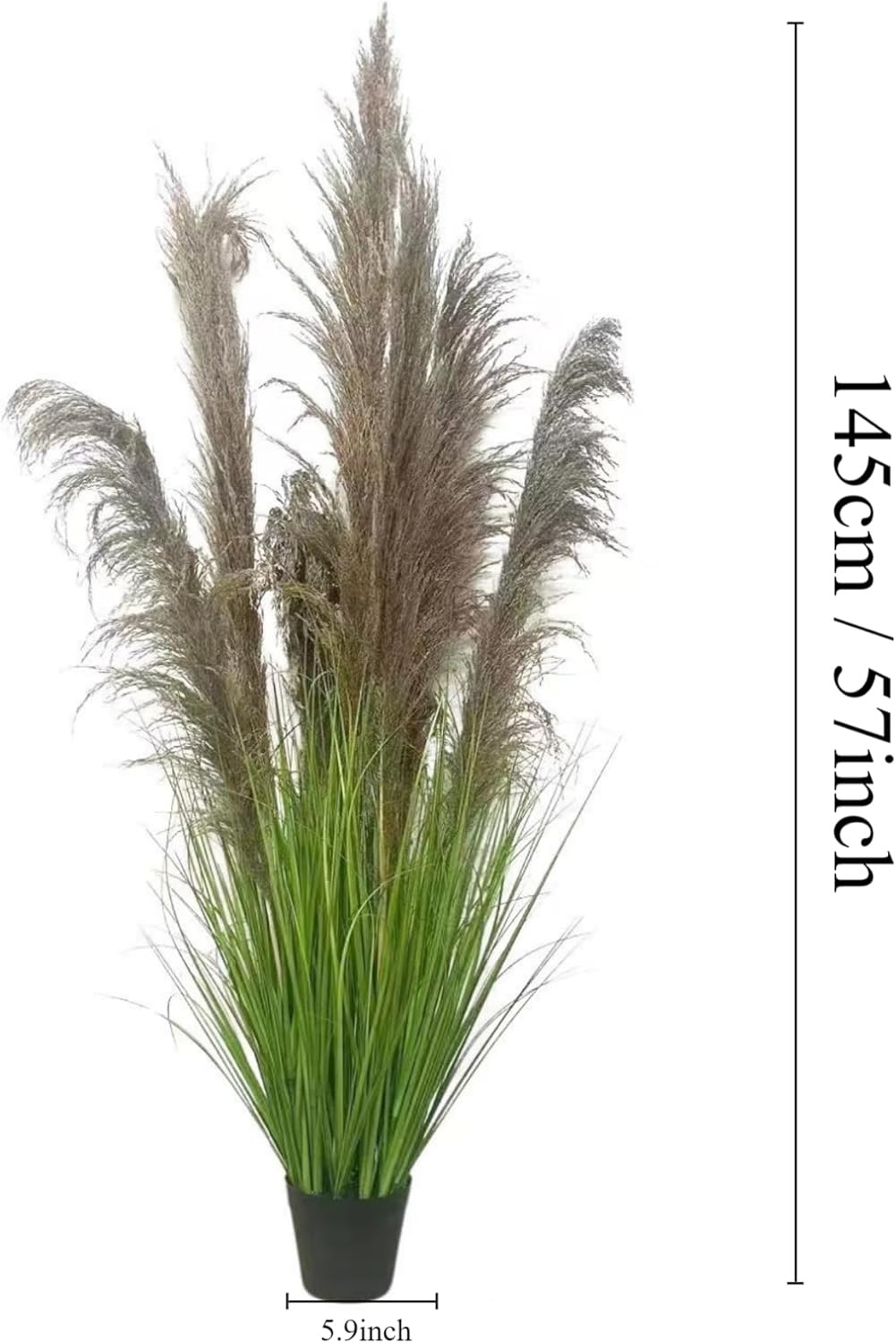 57-inch Artificial Tall Grass Indoor Floor Decor with 7 Reed Flowers & Denser Foliage (1-Pack)