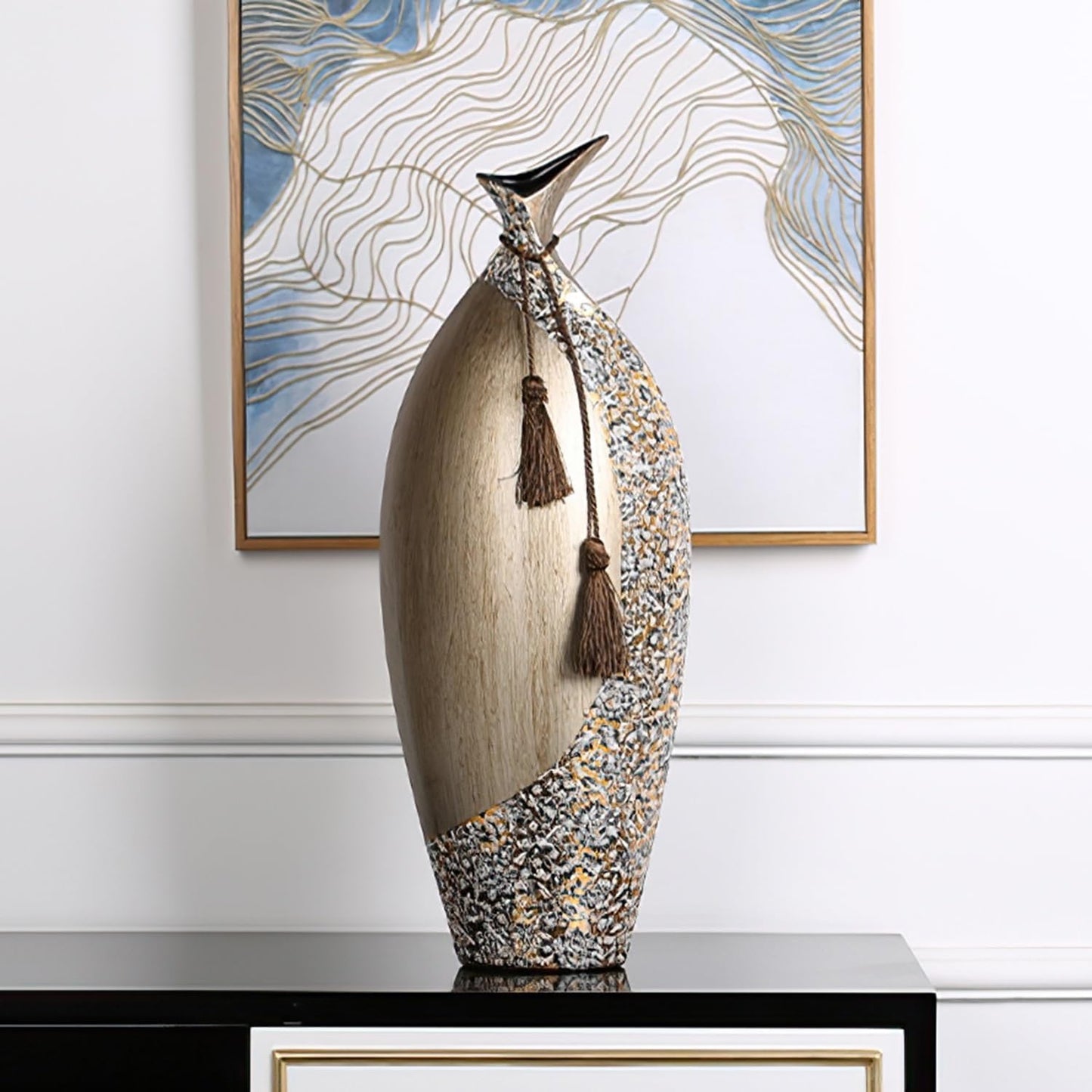 Vase Ceramic Flower Vase Modern Dried Flower Vase, Ceramic Decorative Vase for Living Room, Entryway, Dinner Table, Farmhouse, Office, Wedding and Housewarming,22x63cm