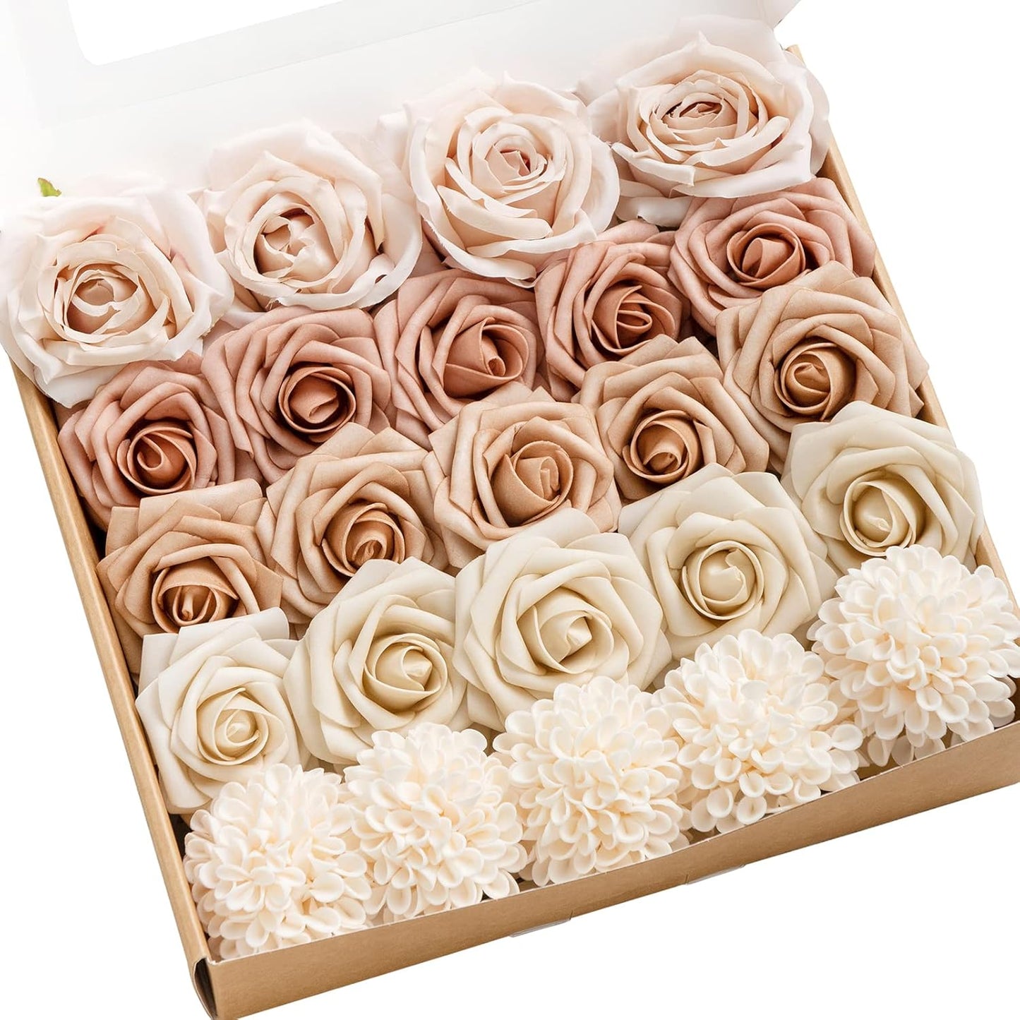 Ling's Moment Artificial Flowers Fake Roses Faux Peony Foam Gardenia Combo for DIY Wedding Bouquets Centerpieces Arrangements Bridal Shower Party Home Decorations, Purple, 23pcs
