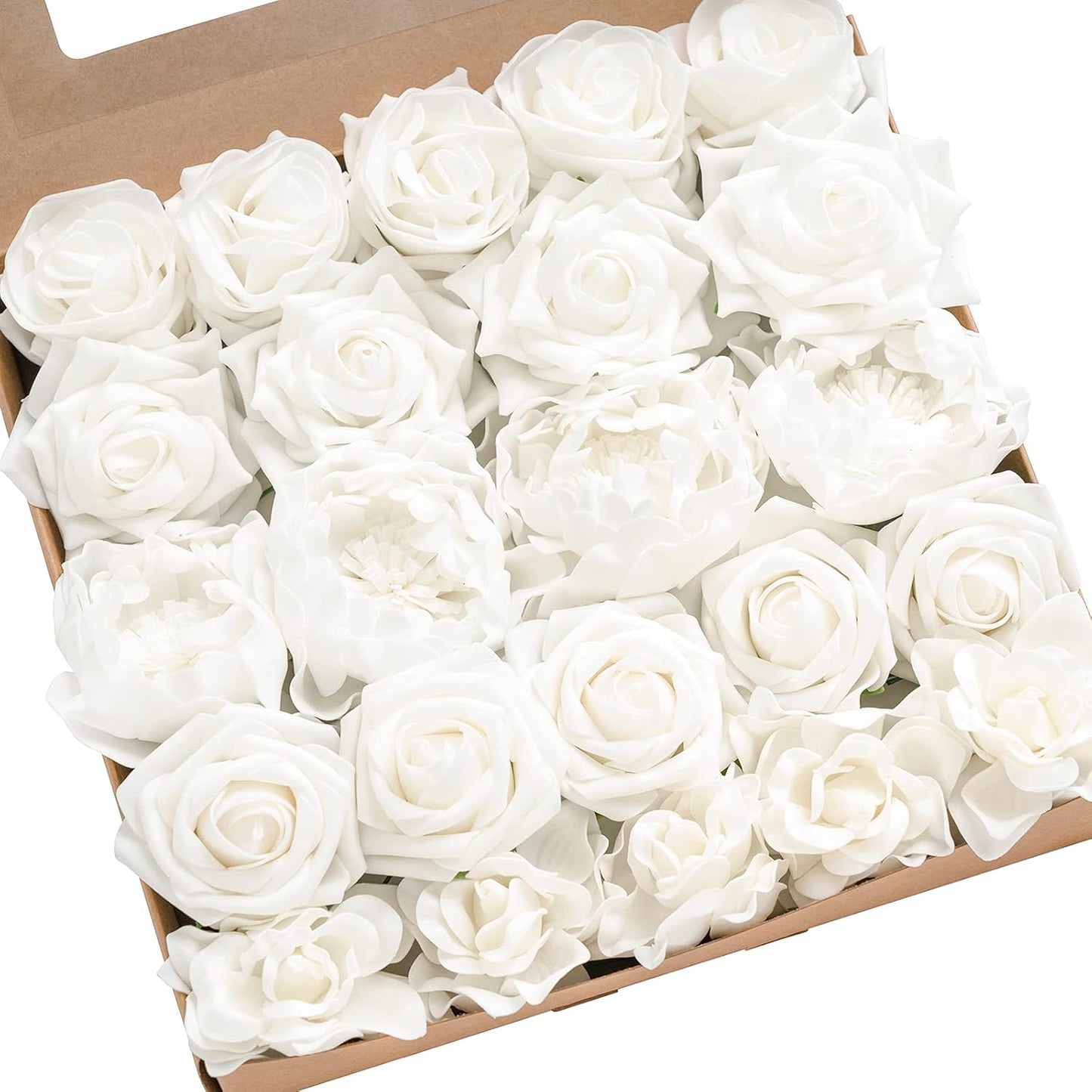 Ling's Moment Artificial Flowers Fake Roses Faux Peony Foam Gardenia Combo for DIY Wedding Bouquets Centerpieces Arrangements Bridal Shower Party Home Decorations, Purple, 23pcs