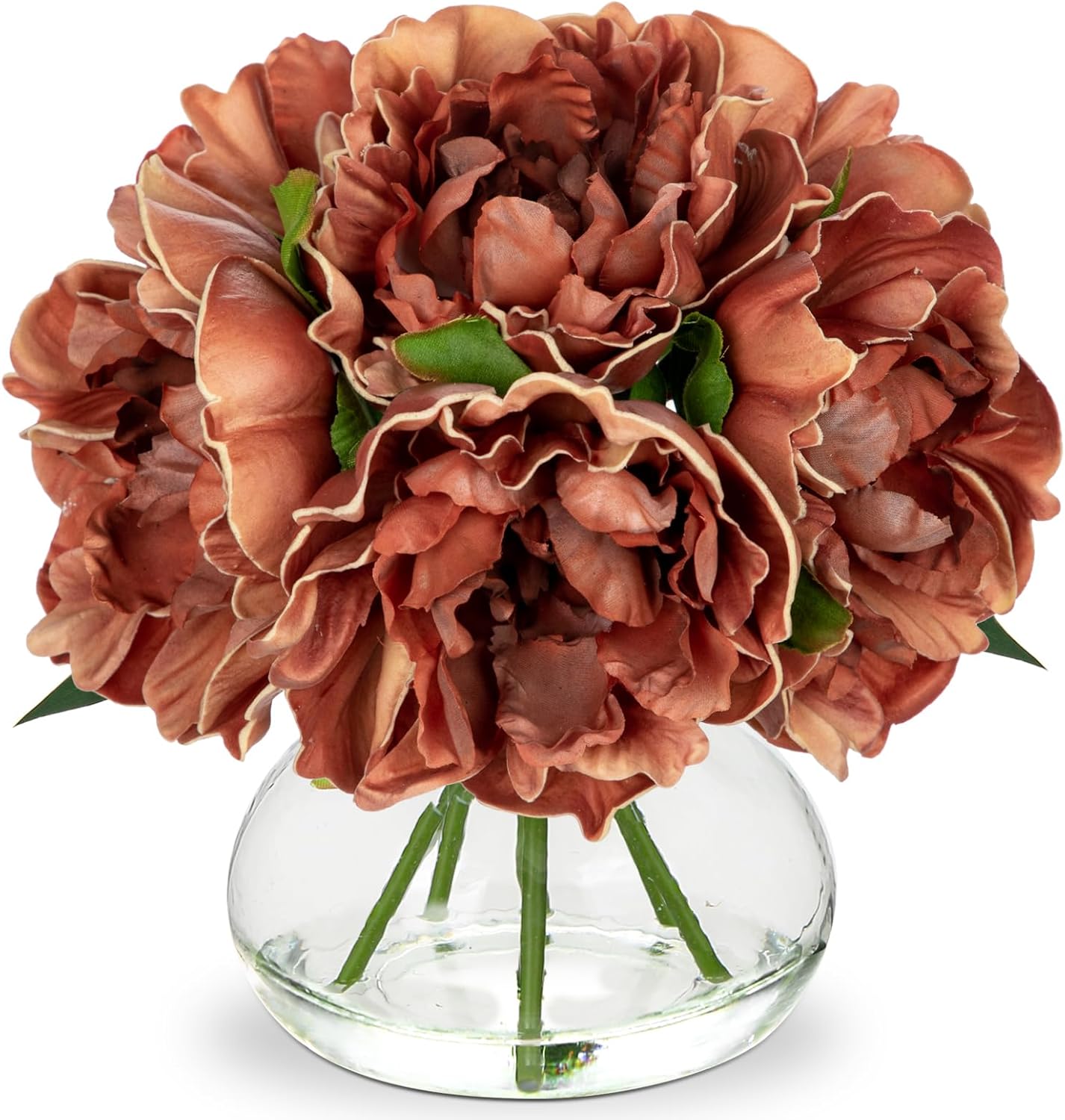 Hollyone Hydrangea Artificial Flowers with Vase White Silk Fake Flowers Arrangements in Glass Vase with Faux Water for Home Bathroom Office Table Centerpiece Shelf Decorations