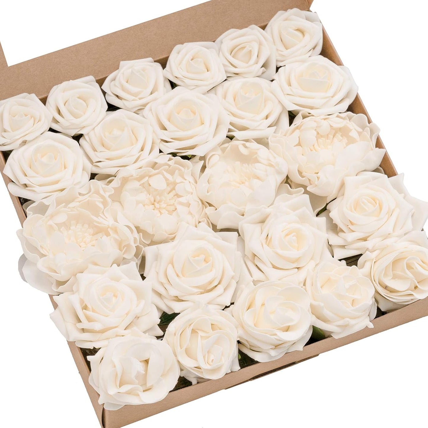 Ling's Moment Artificial Flowers Fake Roses Faux Peony Foam Gardenia Combo for DIY Wedding Bouquets Centerpieces Arrangements Bridal Shower Party Home Decorations, Purple, 23pcs