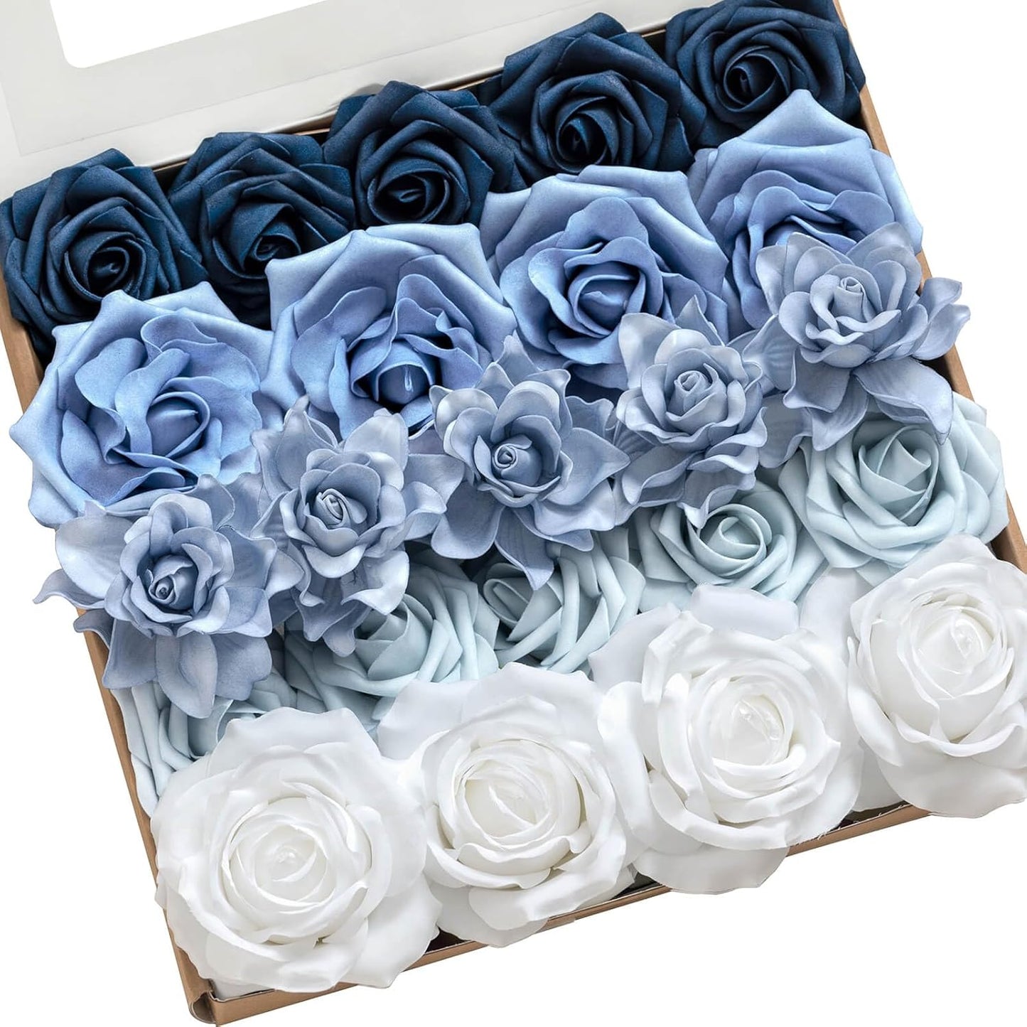 Ling's Moment Artificial Flowers Fake Roses Faux Peony Foam Gardenia Combo for DIY Wedding Bouquets Centerpieces Arrangements Bridal Shower Party Home Decorations, Purple, 23pcs