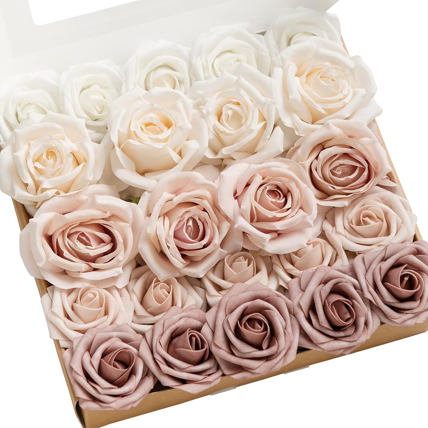 Ling's Moment Artificial Flowers Fake Roses Faux Peony Foam Gardenia Combo for DIY Wedding Bouquets Centerpieces Arrangements Bridal Shower Party Home Decorations, Purple, 23pcs