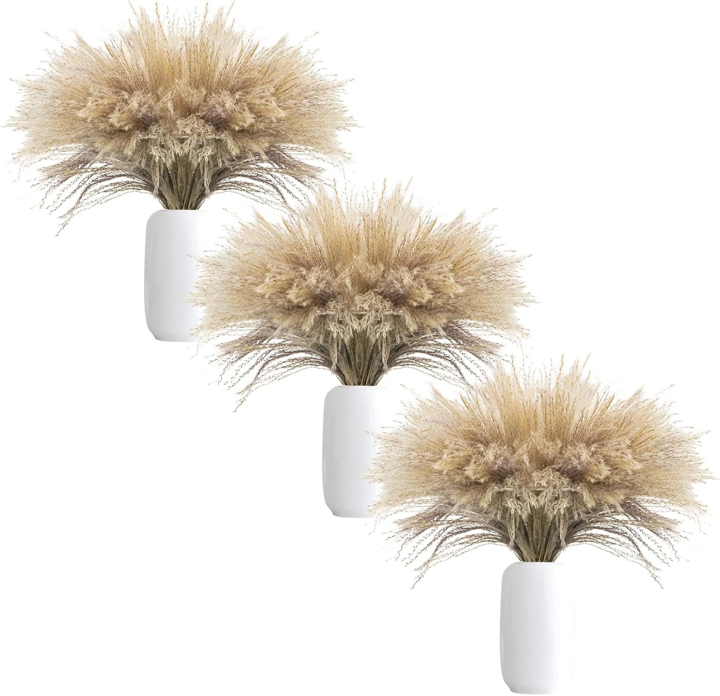 Uieke 500Pcs Natural Dried Pampas Grass Plume 17inch Tall Dried Flowers Bulk Reed Dried Plants for Wedding Flower Arrangements Farmhouse Wreath Door Centerpiece Home Décor Brown