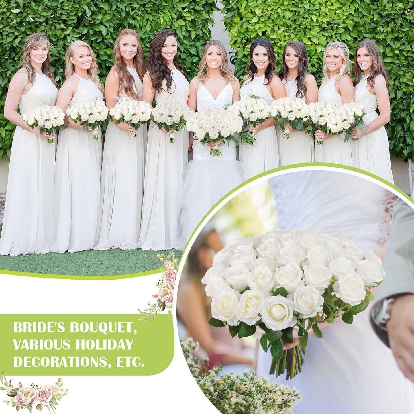 60 Pcs Artificial Roses Bulk Velvet Silk White Roses White Roses for Wedding Centerpieces Bridal Bouquet Mohter's Day Valentine's Day Home Decor (60, White)