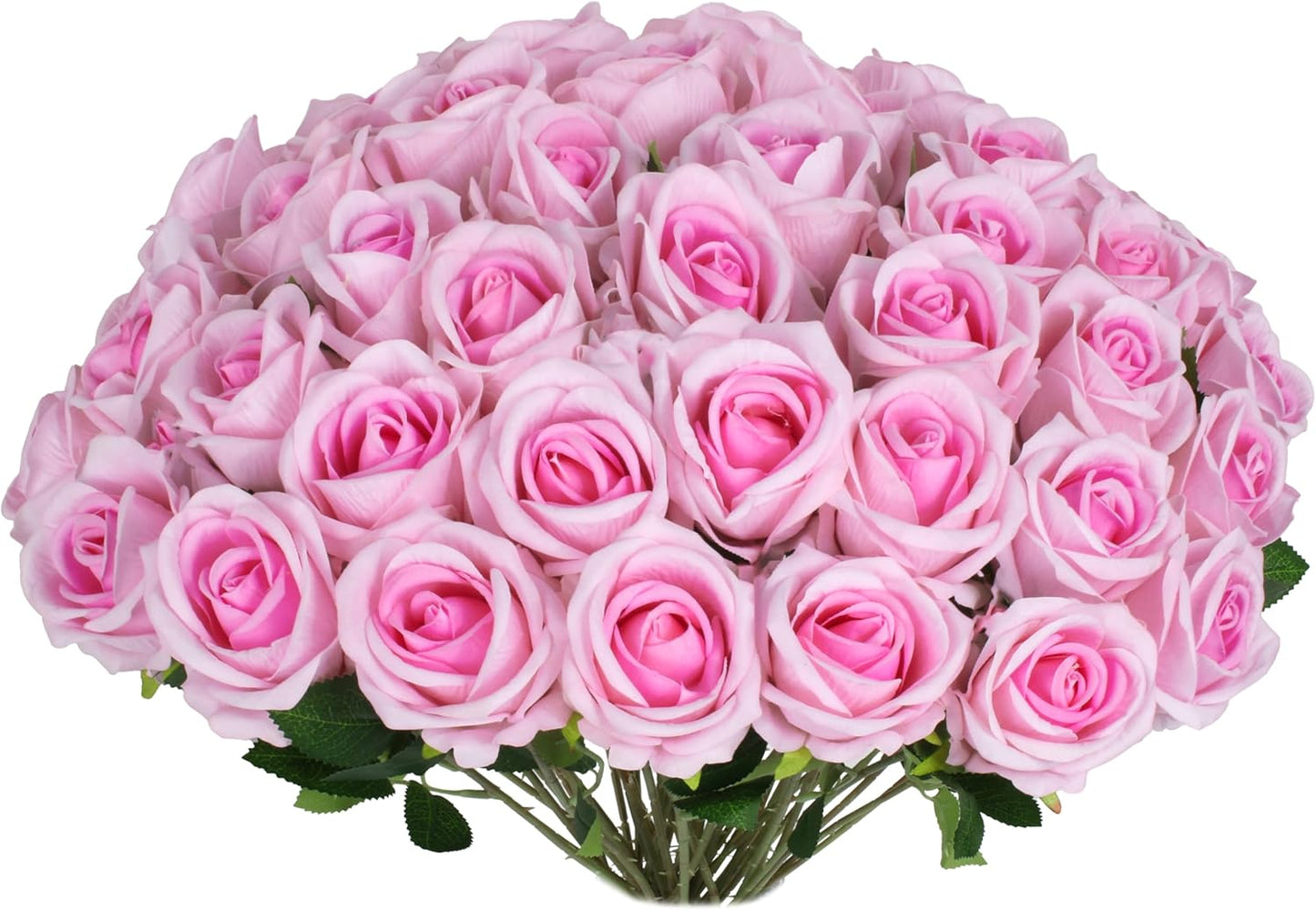 50 PCS Fake Red Roses, Artificial Red Flowers Bulk Realistic Silk Faux Rose with Stems for Wedding Decoration Anniversary Bridal Bouquet DIY Floral Arrangement Romantic Home Decor Gifts