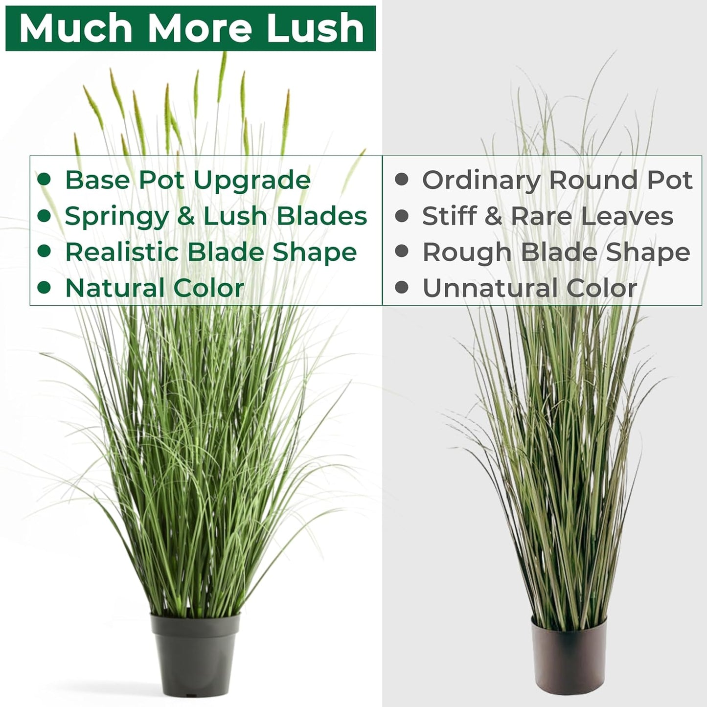 Faux 4ft 2-Pack Horsetail Reed Grass with Green Spikes, 48in Tall Indoor Outdoor Fake Grass in Pot, Home Office Decorative Artificial Plant & Greenery, Wedding Decor Bristlegrass