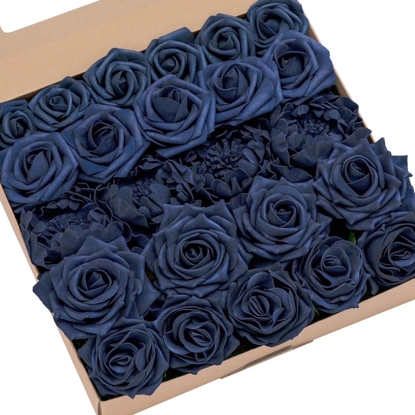 Ling's Moment Artificial Flowers Fake Roses Faux Peony Foam Gardenia Combo for DIY Wedding Bouquets Centerpieces Arrangements Bridal Shower Party Home Decorations, Purple, 23pcs
