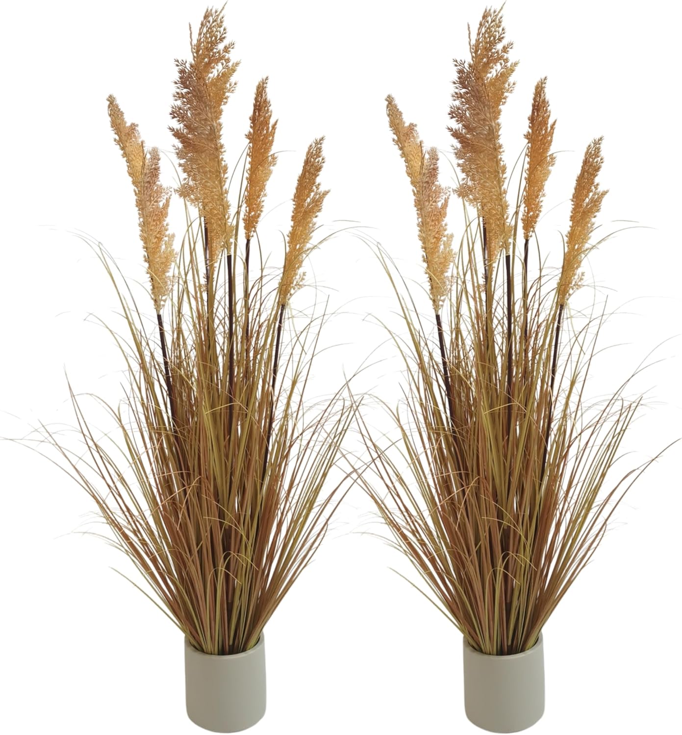 57-inch Artificial Tall Grass Indoor Floor Decor with 7 Reed Flowers & Denser Foliage (1-Pack)