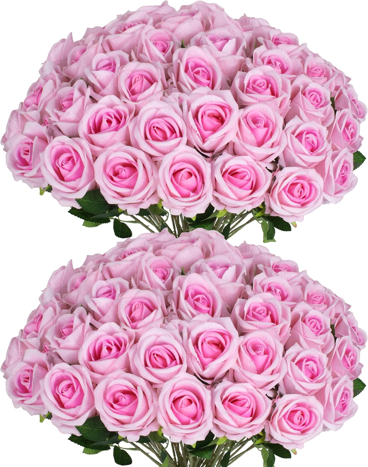 50 PCS Fake Red Roses, Artificial Red Flowers Bulk Realistic Silk Faux Rose with Stems for Wedding Decoration Anniversary Bridal Bouquet DIY Floral Arrangement Romantic Home Decor Gifts