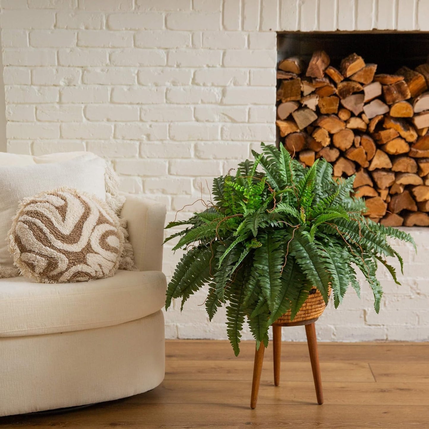 Nearly Natural 40IN Artificial Boston Fern Large Hanging Plant, Set of 2 Artificial Ferns that Look Real for Home Décor