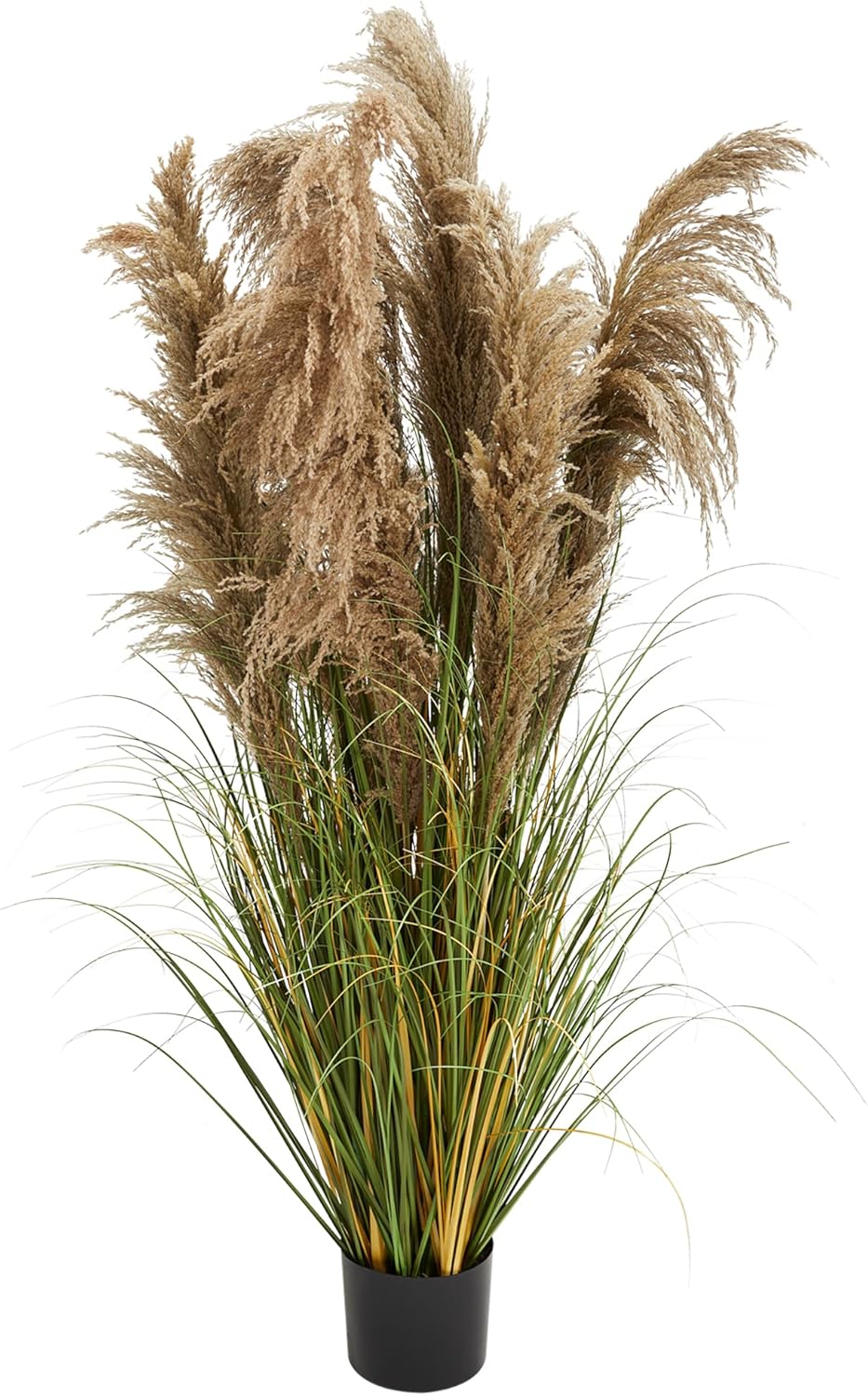 KOL Artificial Pampas Grass, 4ft Reed Plant, Indoor Outdoor Fake Onion Grass, 47.2’’ Home Office Wedding Garden Decor, Lifelike Plants Flowers in Pot Faux Dried Plant Greenery, Housewarming Gift