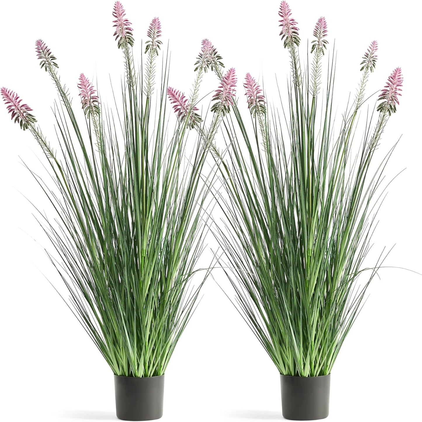 Faux 4ft 2-Pack Horsetail Reed Grass with Green Spikes, 48in Tall Indoor Outdoor Fake Grass in Pot, Home Office Decorative Artificial Plant & Greenery, Wedding Decor Bristlegrass