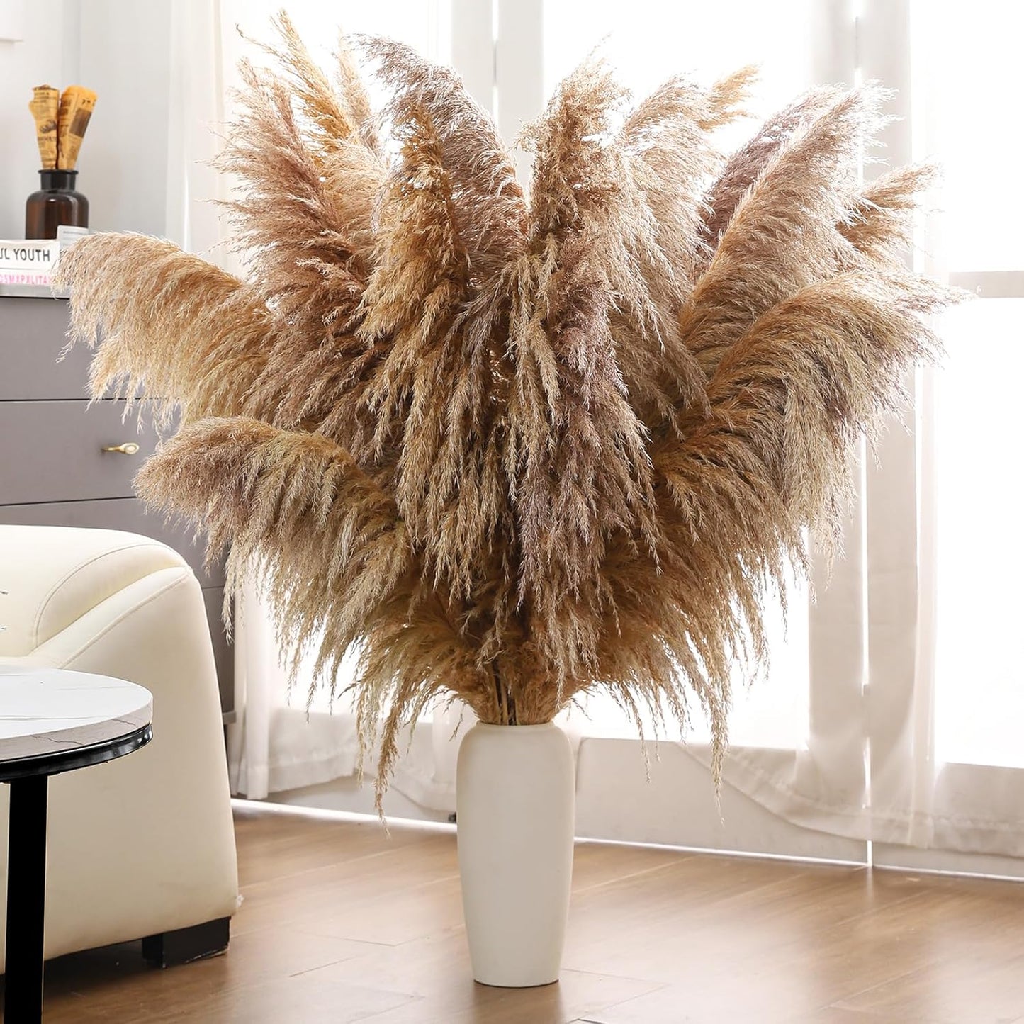 40" 33PCS Dried Pampas Grass Decor Tall,Large Natural Beige pompas Grass Tall Pampas Grass for Floor Vase,Wedding,Party,Farmhouse,Boho Home Decor,and Creating a Bohemian Ambiance