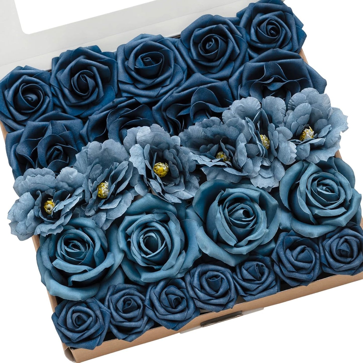 Ling's Moment Artificial Flowers Fake Roses Faux Peony Foam Gardenia Combo for DIY Wedding Bouquets Centerpieces Arrangements Bridal Shower Party Home Decorations, Purple, 23pcs