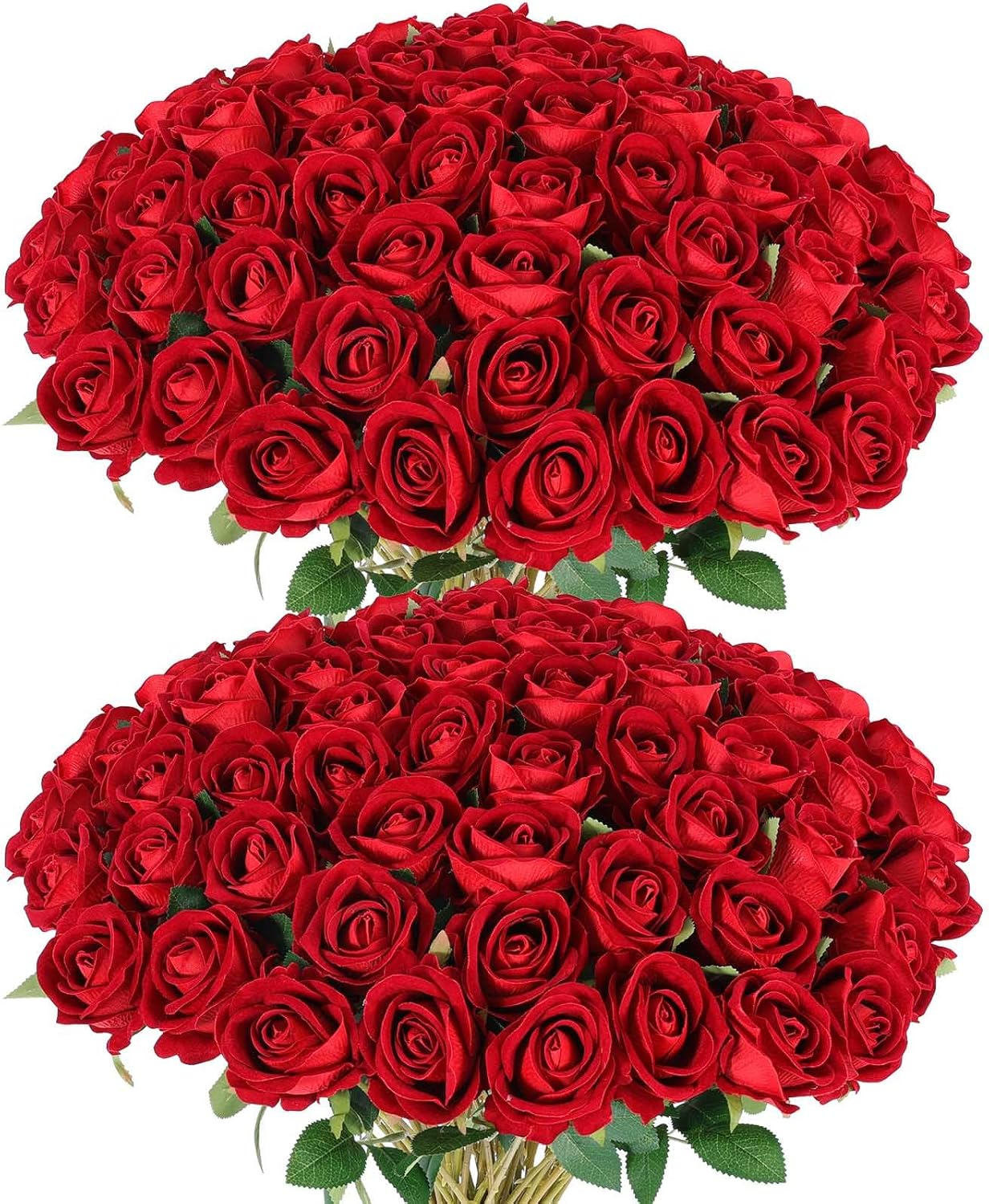 60 Pcs Artificial Roses Bulk Velvet Silk White Roses White Roses for Wedding Centerpieces Bridal Bouquet Mohter's Day Valentine's Day Home Decor (60, White)