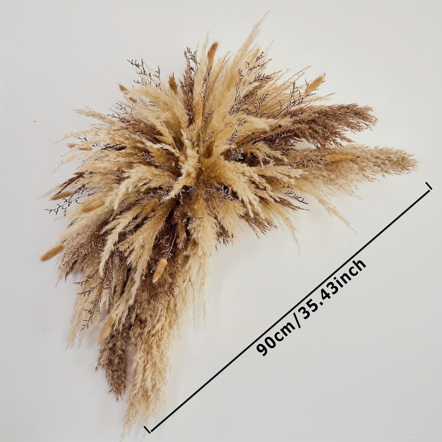 Natural Dried Flower Wall Hanging, Pampas Grass Decor,35-Inch Boho Pampas Grass, Pink Bunny Tails, Palm Leaves, Wedding Arch Decor
