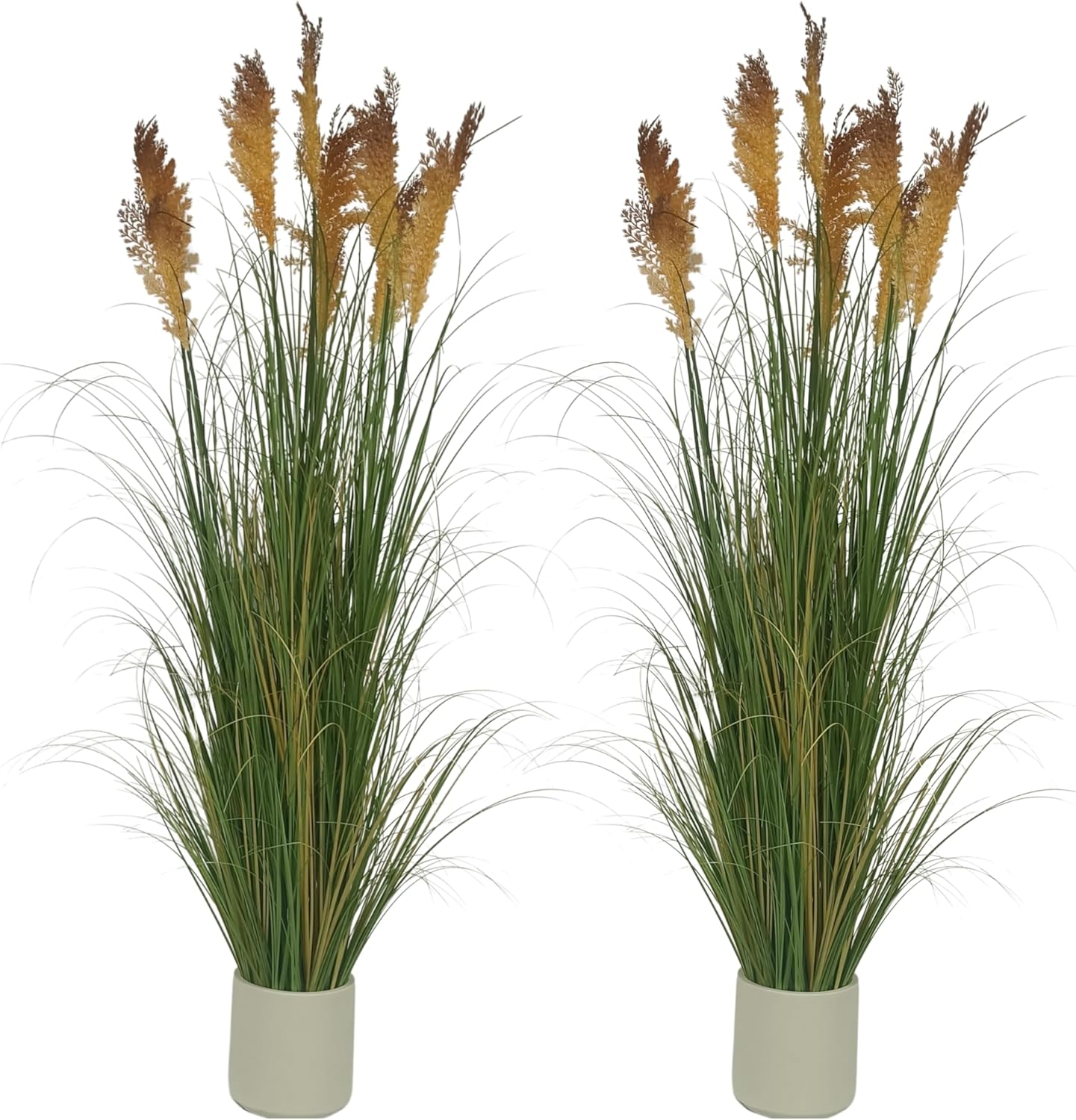 57-inch Artificial Tall Grass Indoor Floor Decor with 7 Reed Flowers & Denser Foliage (1-Pack)