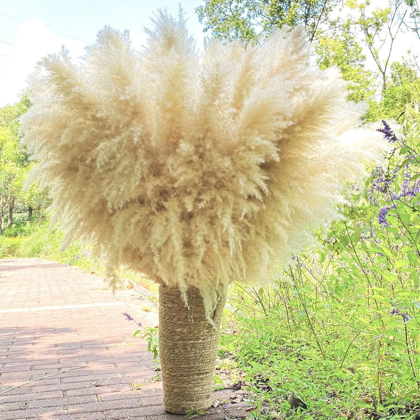 40" 33PCS Dried Pampas Grass Decor Tall,Large Natural Beige pompas Grass Tall Pampas Grass for Floor Vase,Wedding,Party,Farmhouse,Boho Home Decor,and Creating a Bohemian Ambiance