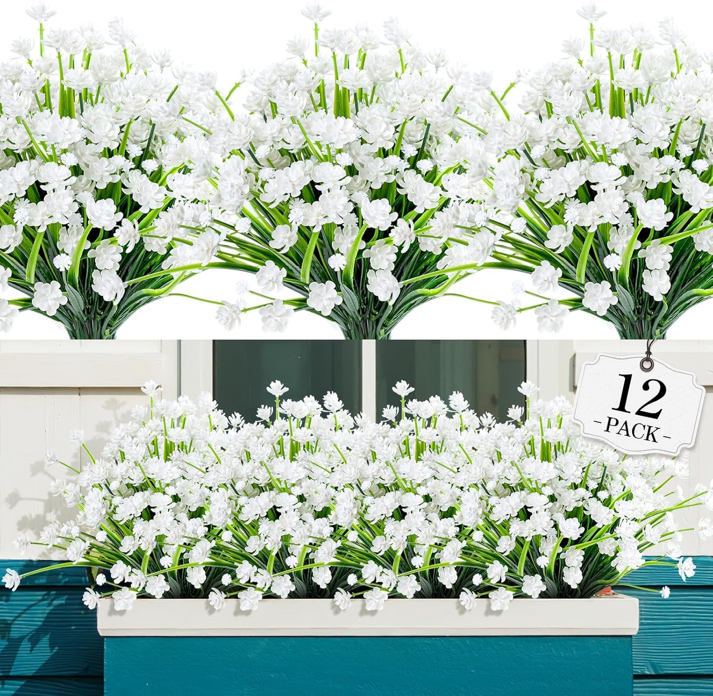 AGIRL 24 Bundles Artificial Flowers Outdoor,No Fade Fake Plastic Flowers Faux Plants for Decoration Hanging Planters Indoor Outside Garden Porch Window Box Home Farmhouse Wedding