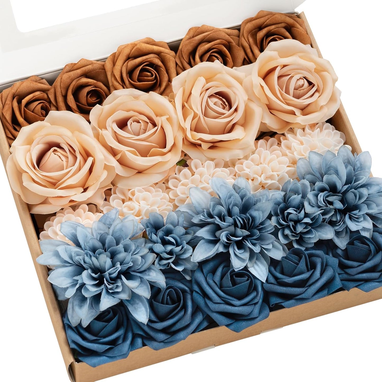 Ling's Moment Artificial Flowers Fake Roses Faux Peony Foam Gardenia Combo for DIY Wedding Bouquets Centerpieces Arrangements Bridal Shower Party Home Decorations, Purple, 23pcs