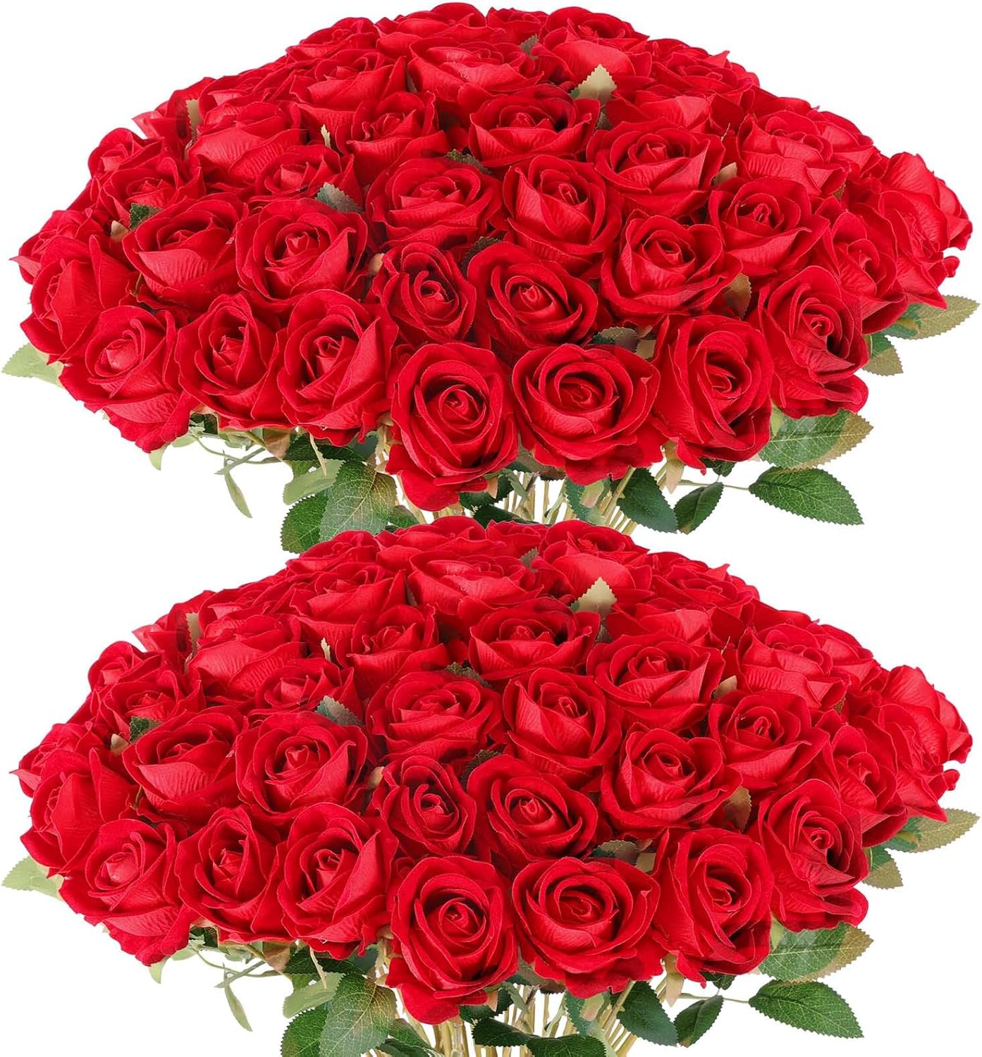 60 Pcs Artificial Roses Bulk Velvet Silk White Roses White Roses for Wedding Centerpieces Bridal Bouquet Mohter's Day Valentine's Day Home Decor (60, White)