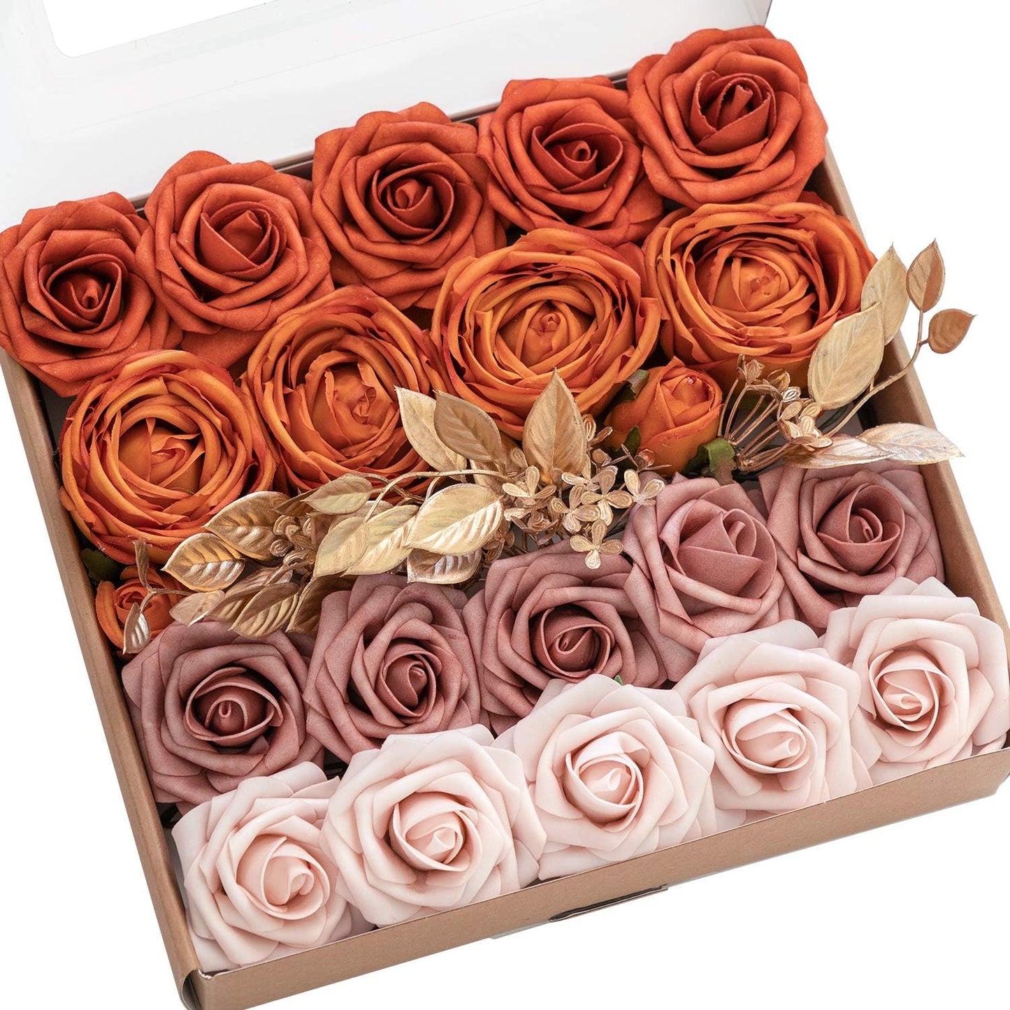 Ling's Moment Artificial Flowers Fake Roses Faux Peony Foam Gardenia Combo for DIY Wedding Bouquets Centerpieces Arrangements Bridal Shower Party Home Decorations, Purple, 23pcs