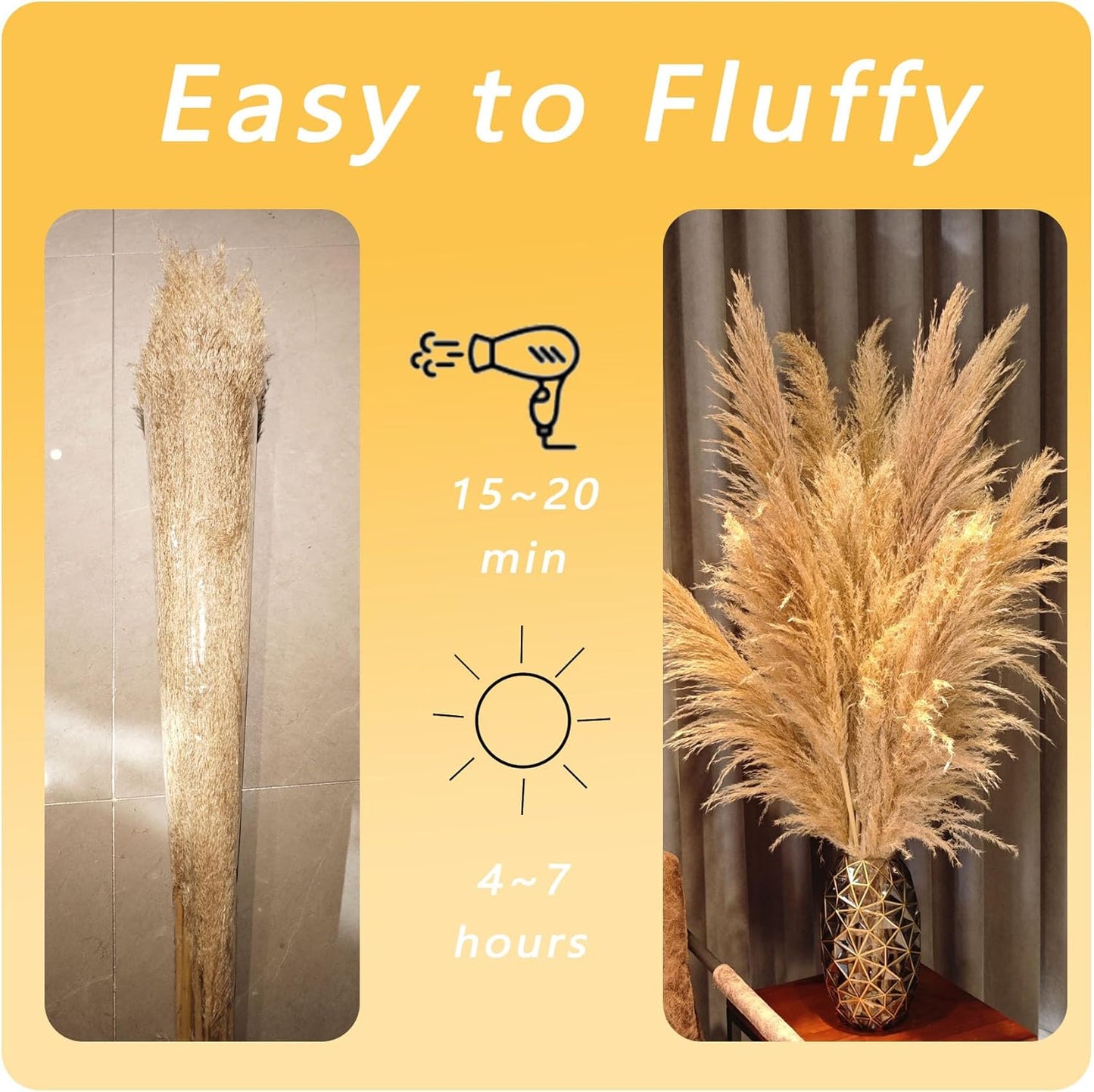 20 PCS 40 inches Bohemian Style Handpicked Pampas Grass Dried Flowers, Big Pampas Grass, Fluffy Grass, Dried Flowers for Wedding, Party
