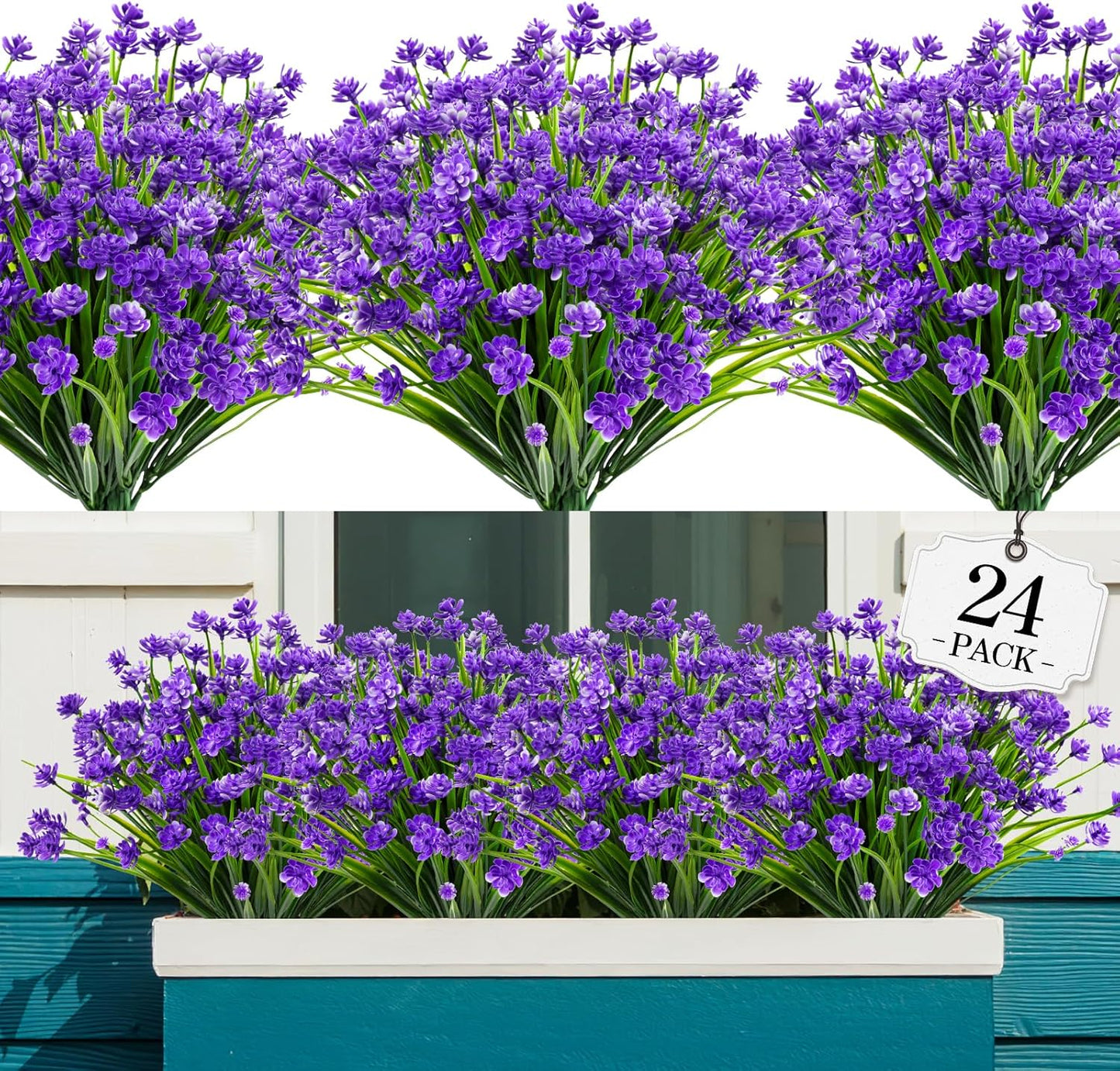 AGIRL 24 Bundles Artificial Flowers Outdoor,No Fade Fake Plastic Flowers Faux Plants for Decoration Hanging Planters Indoor Outside Garden Porch Window Box Home Farmhouse Wedding