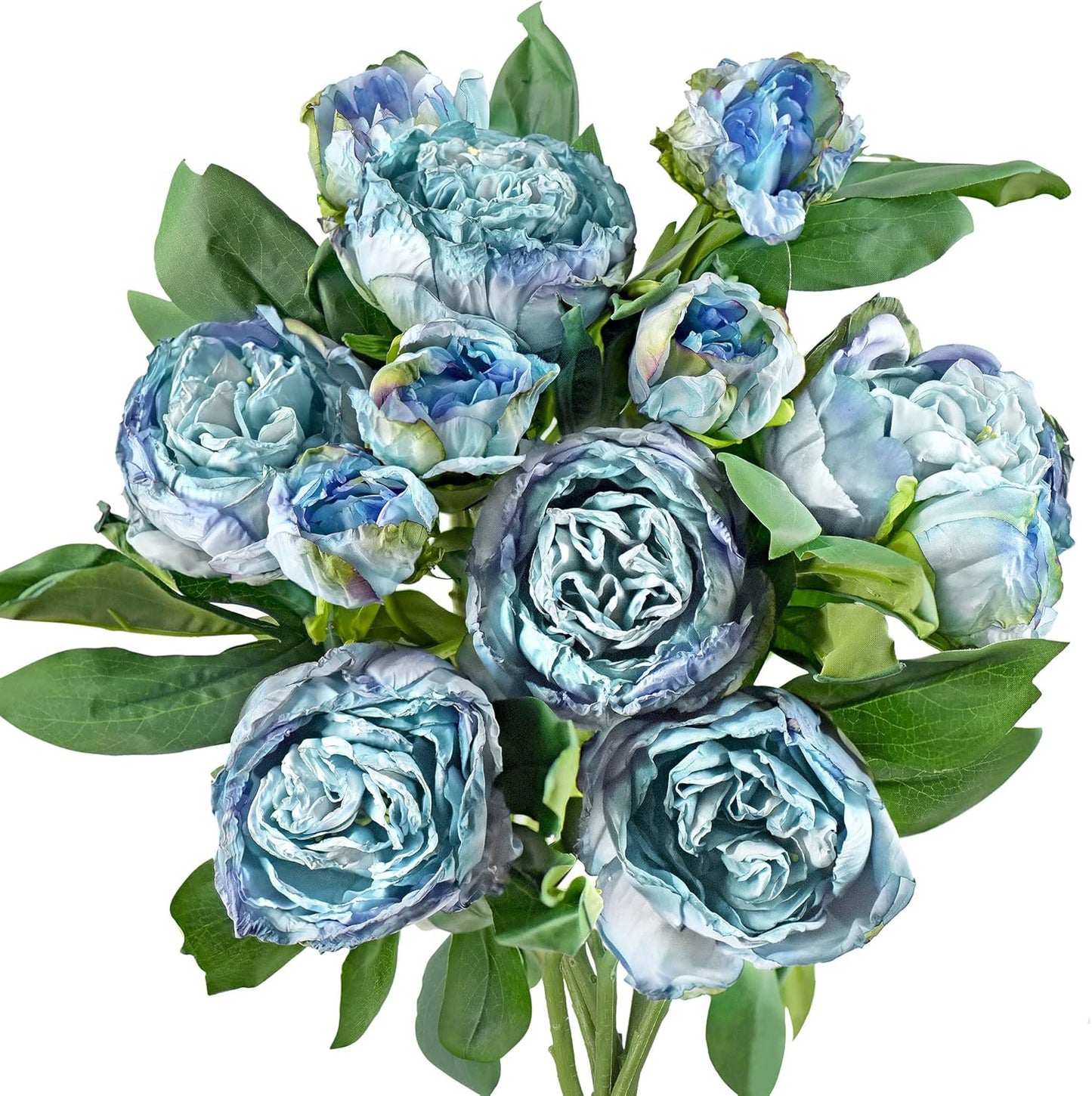 FiveSeasonStuff Mixed Cream Beige and Moss Green Vintage Artificial Silk Flower Peonies 2 Bouquets Floral